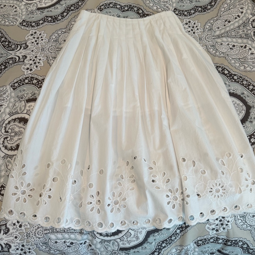 I.Crew white cotton eyelet midi, like new, size 10